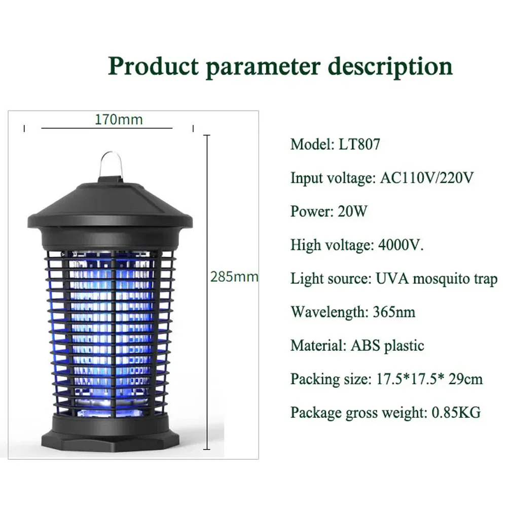 20W Mosquito Killer Rainproof 4000V Electric Shock Mosquito Killer Trapper Garden Outdoor Pest Lamp mosquito killer lamp,mosquito lamp