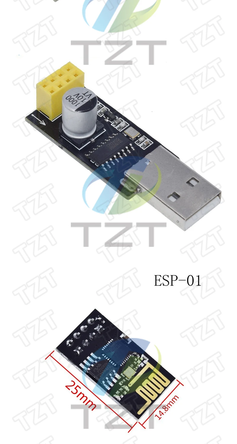 TZT ESP01 Programmieradapter UART GPIO0 ESP-01 Adapter ESP8266 CH340G USB zu ESP8266 Serielles Drahtloses WLAN-Entwicklungsboard – Detail 9