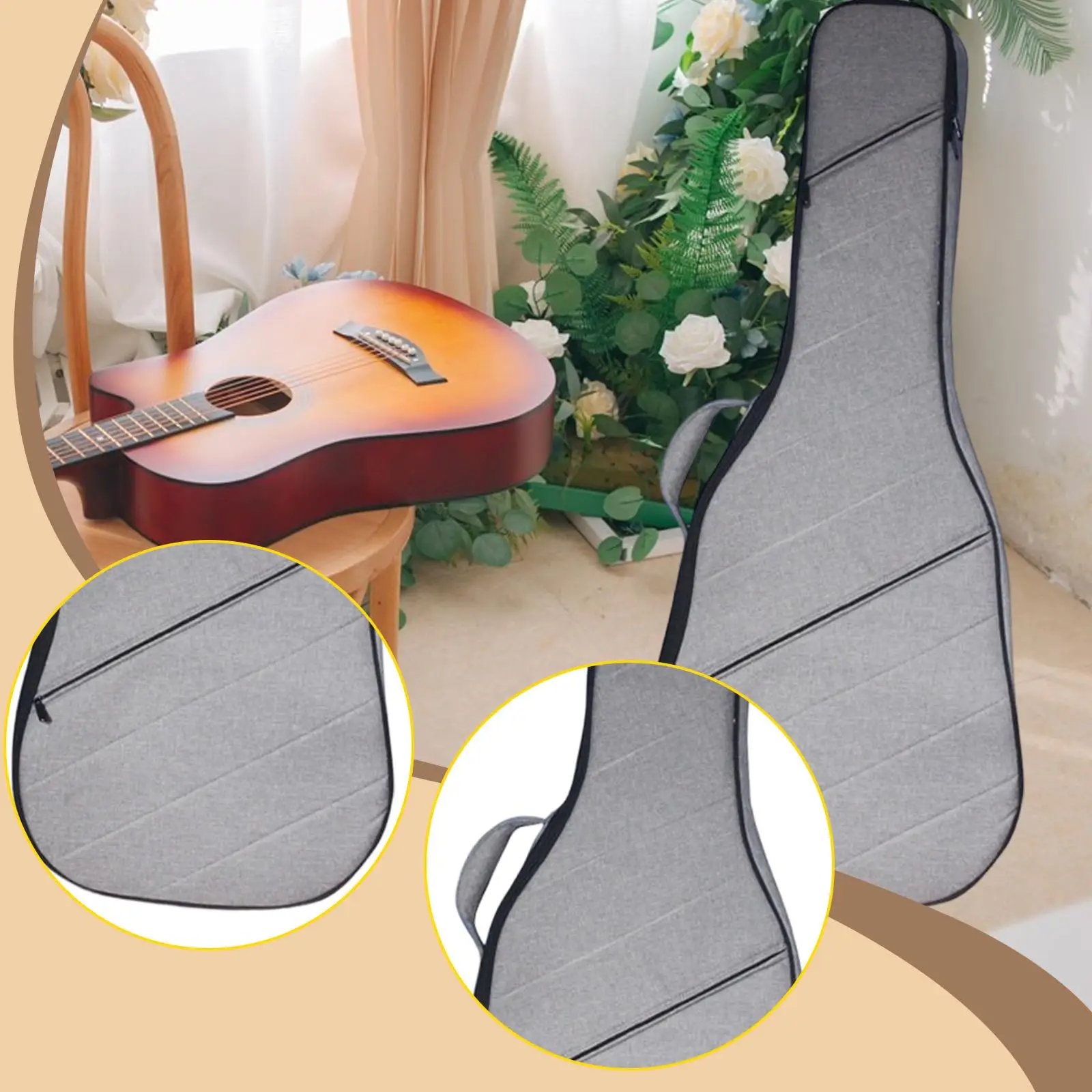 41인치 포크 기타 가방 휴대용 보호 클래식 기타 가방(대형 포켓 케이스 포함)