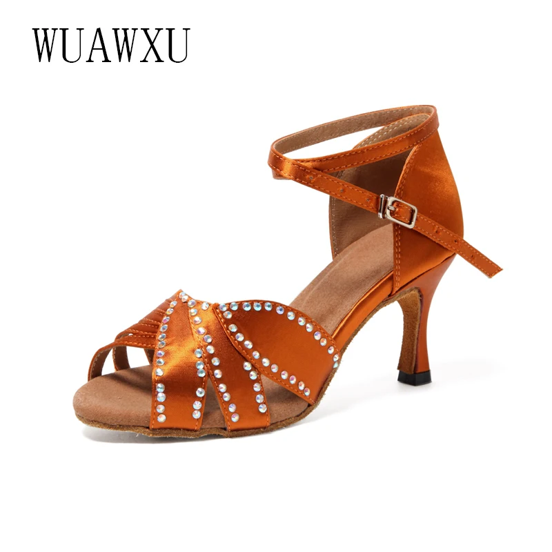 NATASHA Professional Latin Dance Shoes Genuine Soft Sole Dance Shoes Women's 2023 New Summer Cool Shoes Lace Diamond Advanced Da