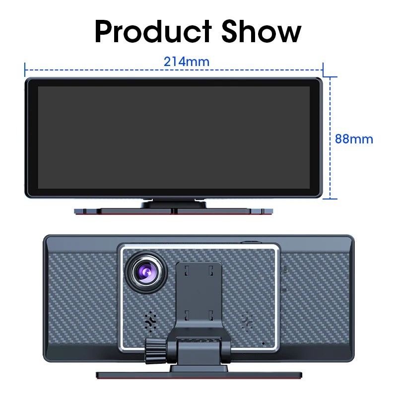 Doppia fotocamera 2.5K Dash Cam Wireless Android Auto Carplay per auto Telecamera anteriore e interna per auto con registrazione in loop per visione notturna IR - immagine 6