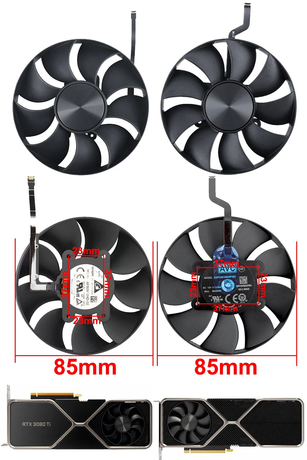 refrigeração, RTX3080, AFB0912HD-02, RTX3080FE, RTX3080Ti, 3080, 85mm