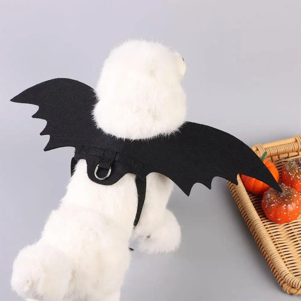 Pet Halloween Bat Wings Dog Cat Costume Party Dress Funny Cool Puppy Kitty Apparel Cosplay Prop with Traction Rope Fixing Hole pet halloween costume