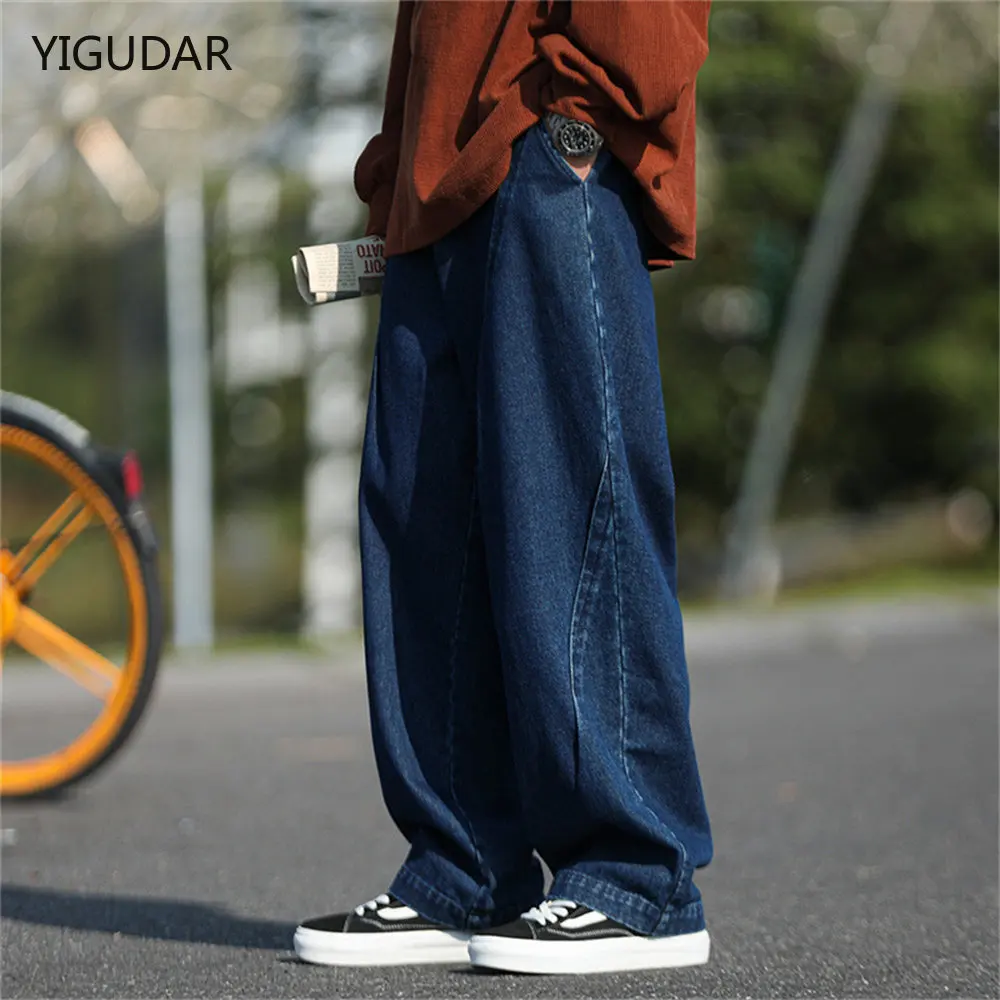 2022 Autumn New Streetwear Baggy Jeans Men Korean Fashion Loose Straight  Wide Leg Pants Male Brand Clothing Black Blue - Jeans - AliExpress