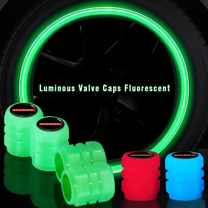 4Pcs Car Tyre Hub Luminous Valve Stem Caps for Haval Jolion H6 H9 F7X