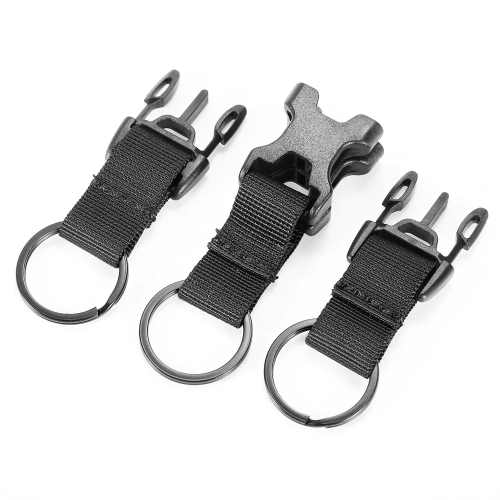 Taktische Molle Clip Schnalle Nylon Gürtel Schlüsselanhänger Schlüsselanhänger Halter Karabiner Aufhänger Schnalle Haken für Outdoor Sport Wandern Klettern – Detail 10