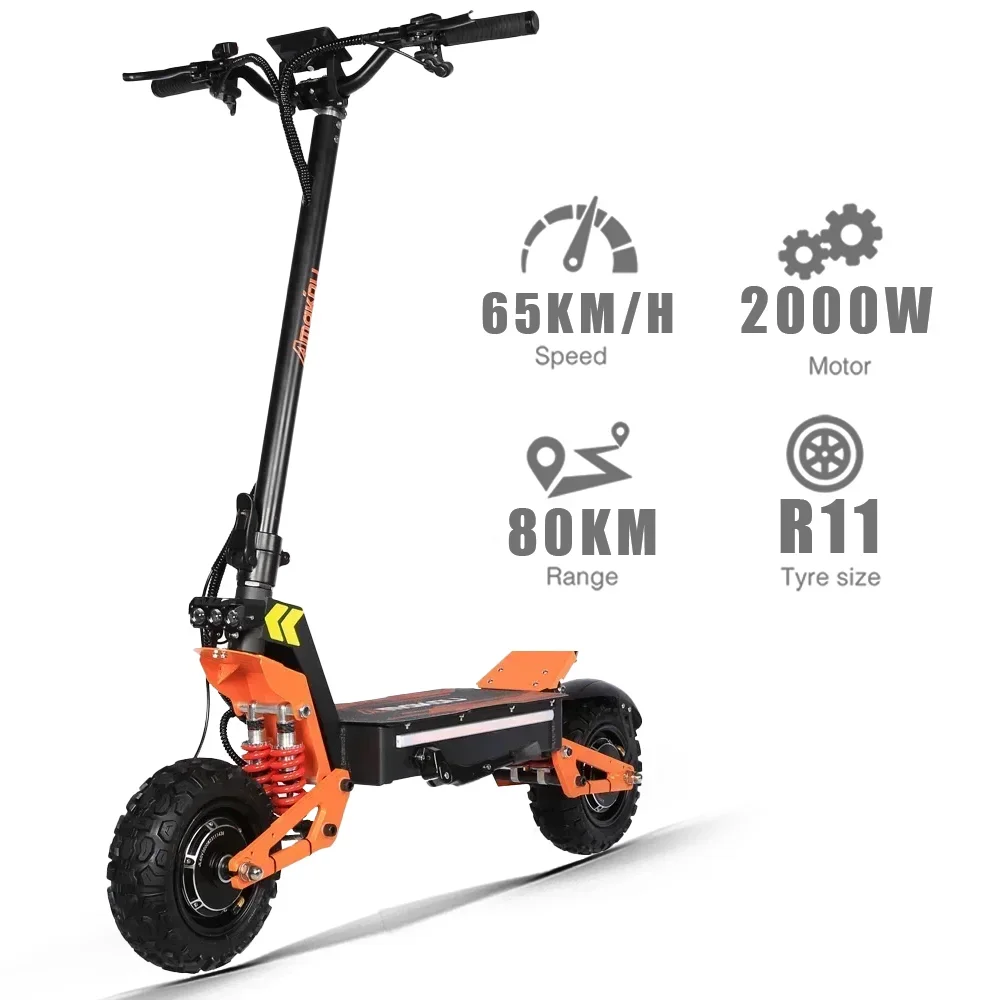 Electric Scooter Foldable 5000W Dual Motor Adult Electric Scooter 11 inch Off-road Tyres 52V-26AH Max Speed 65KM/H Max Range 80KM Hydraulic Brake