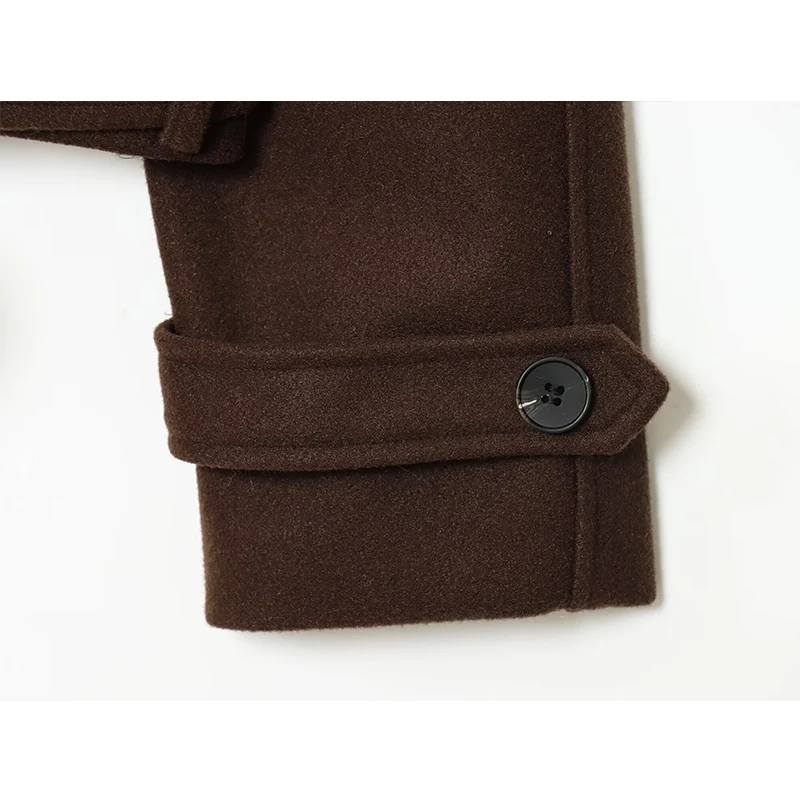 Solid Short Coats Jackets For Women Lace Up Double Breasted Long Sleeves Jacket 2025 Autumn Winter Fashion Streetwears Outerwear