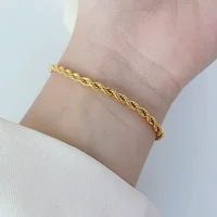 Bracelets en argent Sterling 925 plaqué or 18 carats, chaîne de 4MM, pour hommes et femmes, unisexe, Simple, à breloques, cadeau de fête de mariage, 20cm, 8 pouces 5