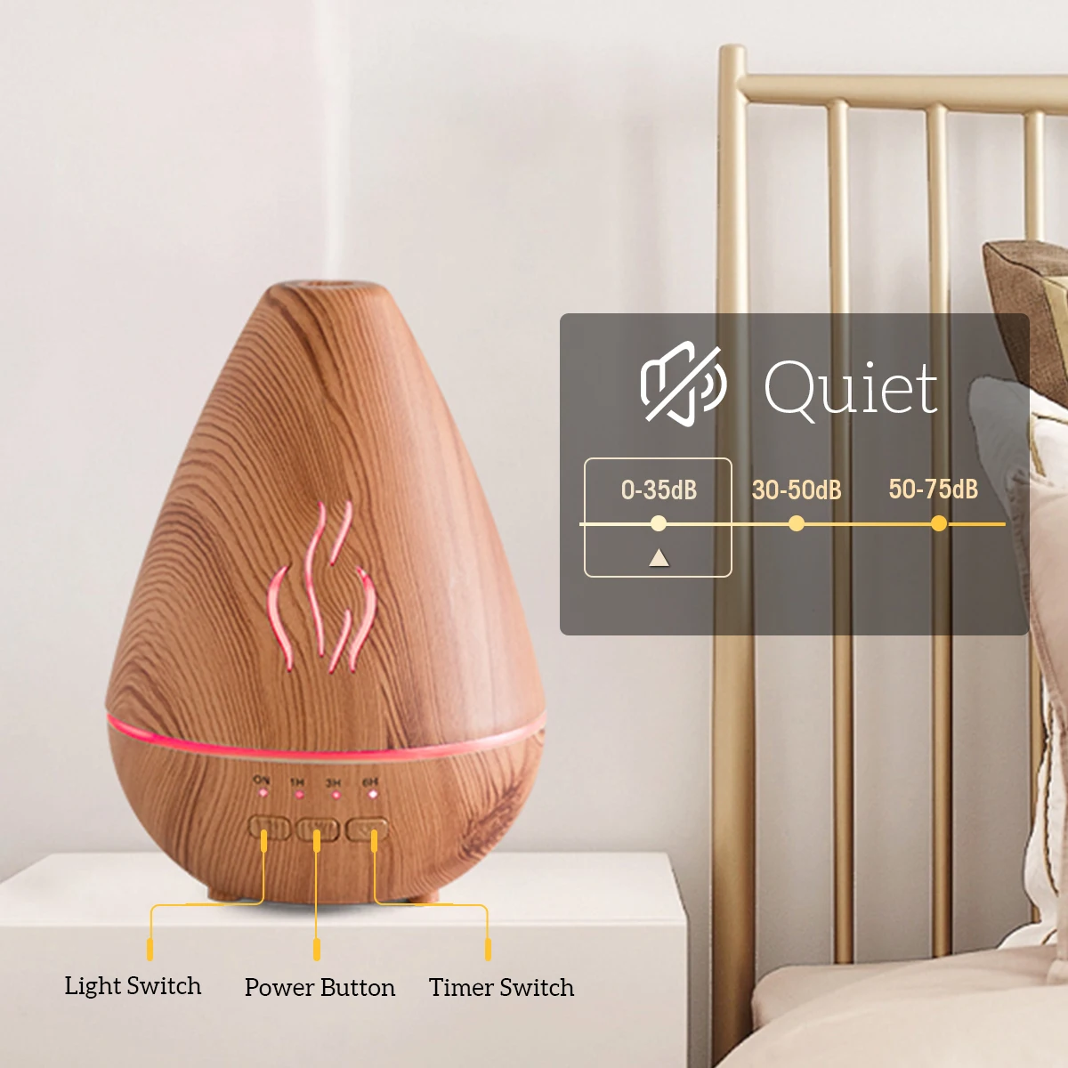 120ML Wood Grain Incense Burner Electric Humidifier Aroma Diffuser Pure White/Black/Brown Wood Grain For Home Car Office 3