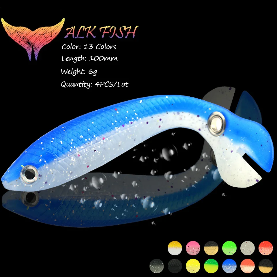 Walk Fish 4Pcs/Lot 100Mm/6G Soft Fishing Lures Silicone Bait For Fishing Shad Swimbait Wobblers Artificial Tackle Fishing Bait