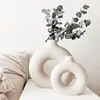 Nordic Vase Circular Hollow Ceramic Flower Vase for Home Living Room Decoration Accessories Interior Office Desktop Decor Gift 1