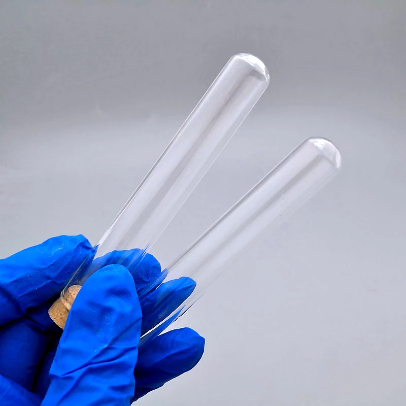 100pcs/lot Clear Lab Glass Test Tube with Cork Stoppers, Round Bottom Small Wedding Vials Laboratory Supplies