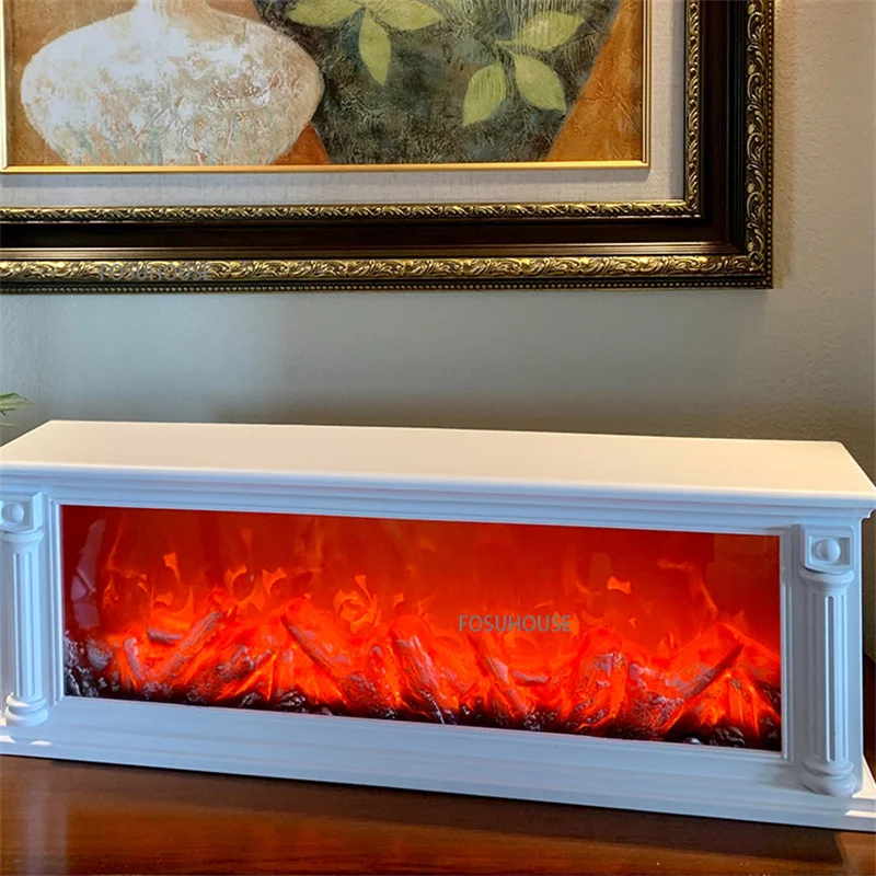 Simulated Fireplaces Flame Lamp Fake Firewood Fireplace European Retro Living Room Decoration Ornaments Light Electric Flame