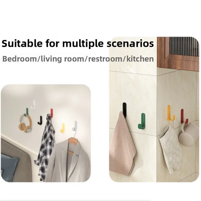 ตะขอแขวนติดผนังแบบกาวในตัว 6 ชิ้น แข็งแรง ทนน้ำ สำหรับแขวนผ้าเช็ดตัว กุญแจ อุปกรณ์ครัว ตะขอแขวนผนัง 3