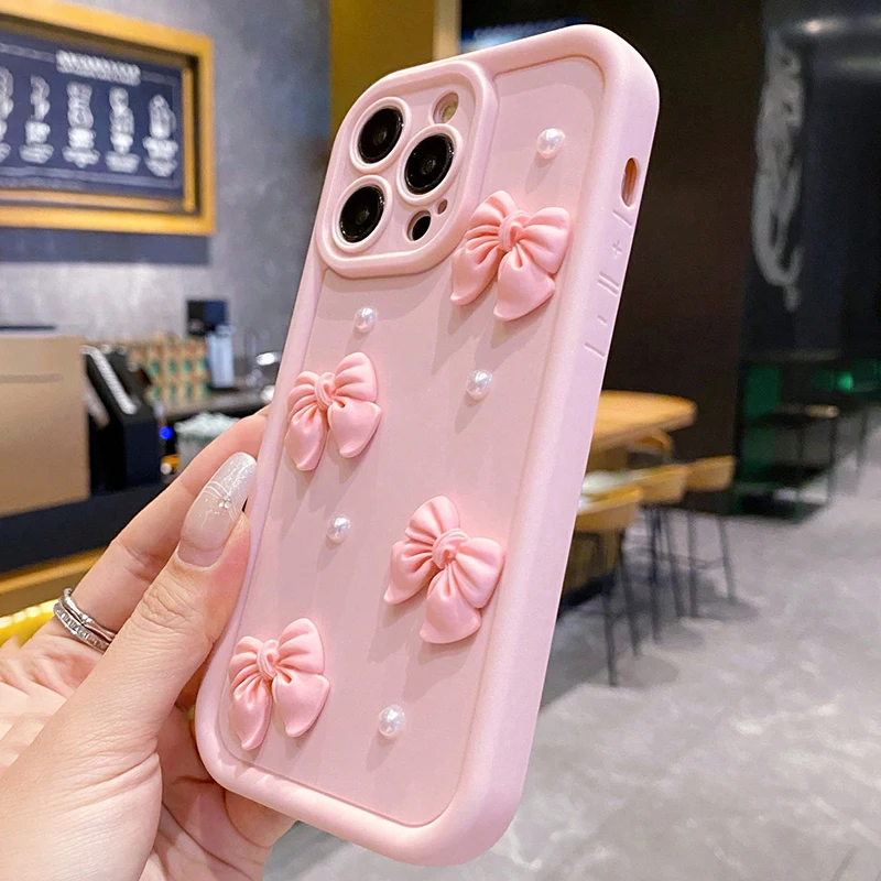 Chic 3D Pearl Bow Phone Case