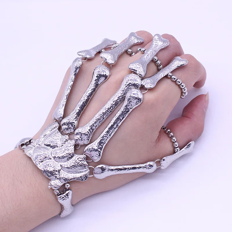 

Halloween Jewelry Bracelet Punk Skeleton Finger Bone Bracelet for Women and Men