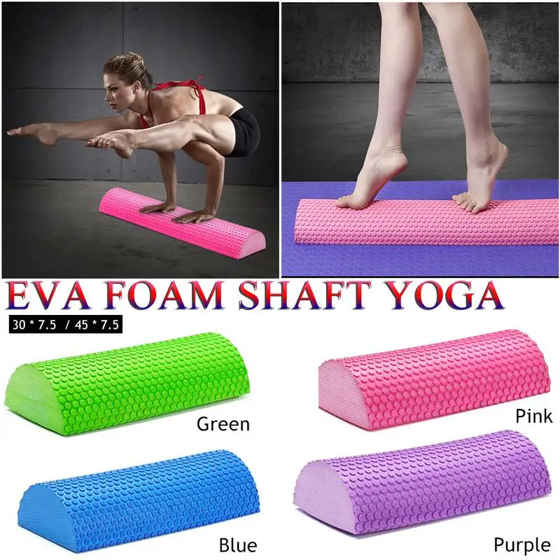 Rodillo de espuma EVA medio redondo para masaje, equipo de Fitness para Yoga, Pilates, almohadilla de equilibrio, bloques de Yoga con punto flotante de masaje, 30-45cm