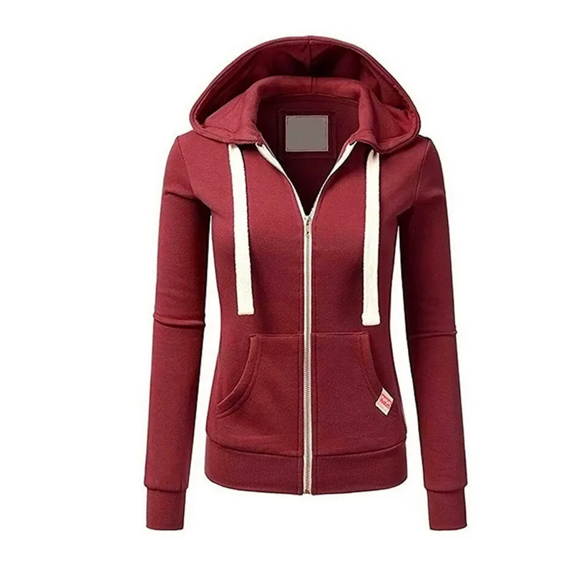 Casual Hoodies Women Autumn Winter Cardigan Solid Color Long Sleeve Hoodie Pockets Zipper Sports Coat Hoodie Women Clothing