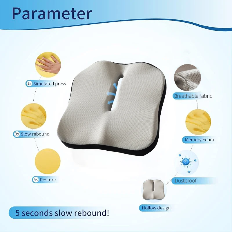 Memory Foam Seat Cushion Office Chair Cushion Car Seat Support Waist Pillow Massage Buttocks Pad Pain Relief Orthopedic Pillow 3