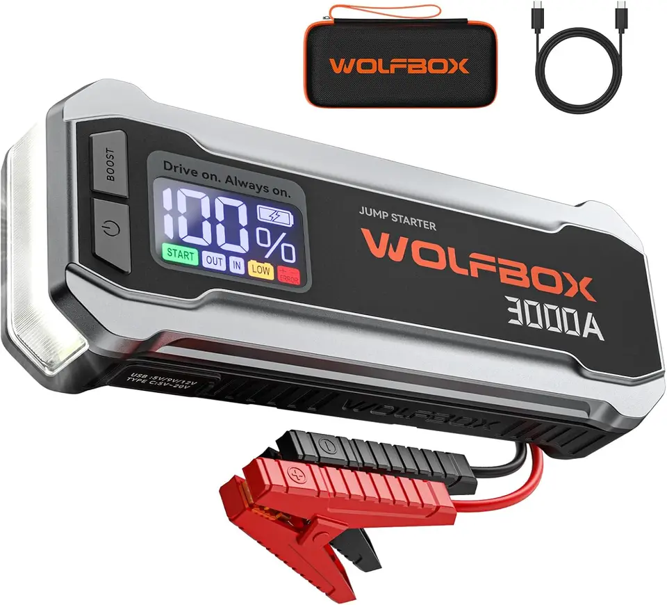 WOLFBOX 3000Amp Car Jump Starter Power Bank