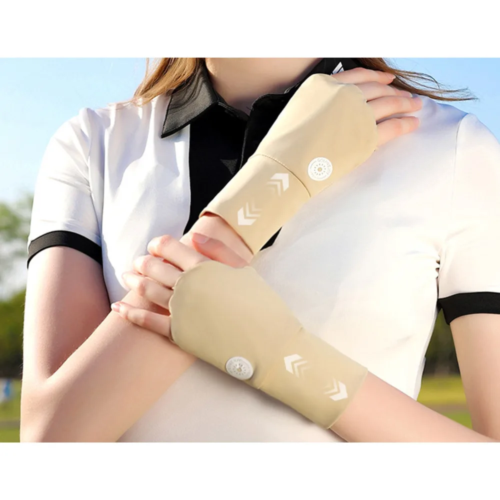 Lei Qi Ice Silk Sunscreen Summer Outdoor Sports Fitness Cycling Half Finger UV Protection Palm Hollow Gloves_voghion.com