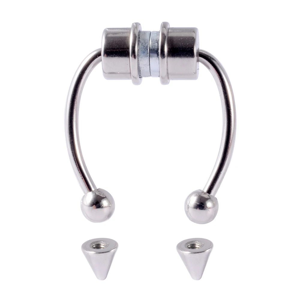1PC magnetic fake piercing stainless steel OX septum nose ring horseshoe nose ring non piercing clip punk jewelry