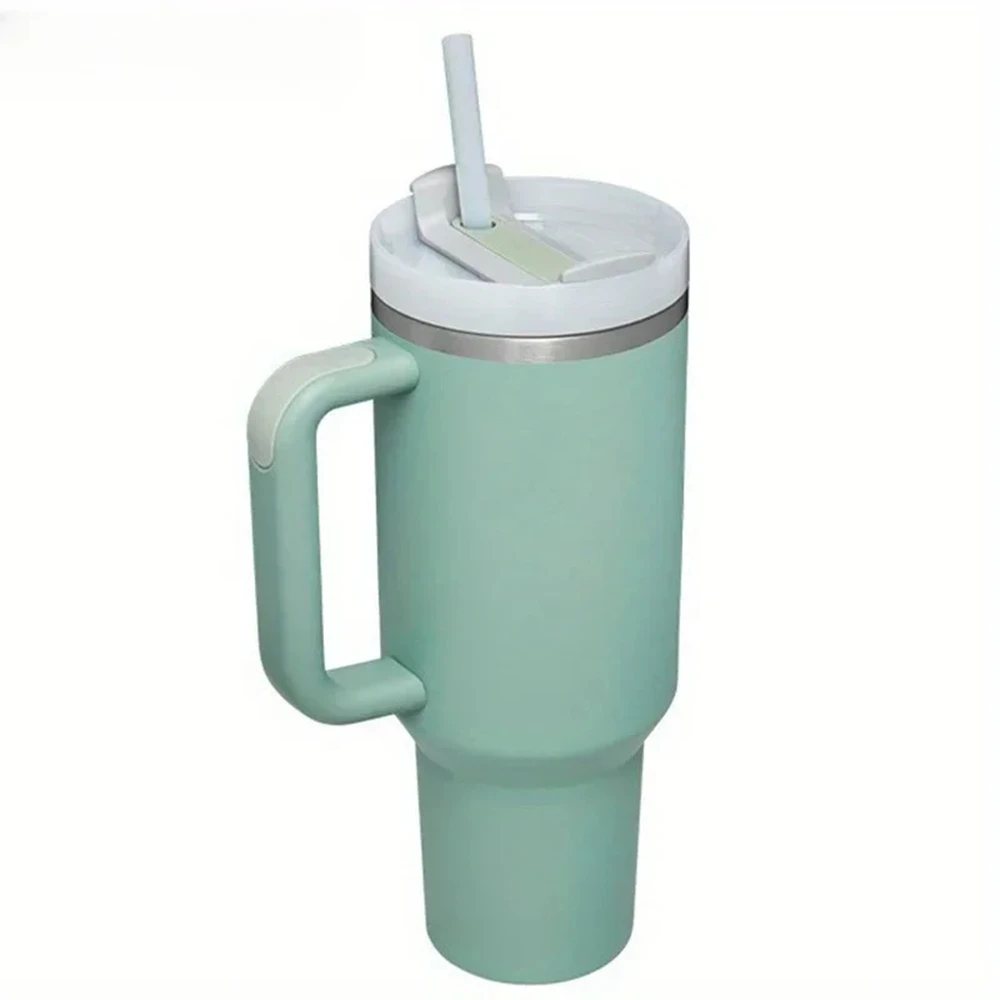 

40oz Tumbler with Handle Stainless Steel Thermos Iced Travel Mug tie dye design