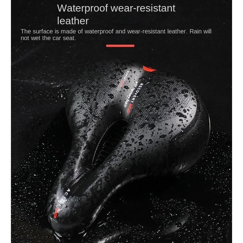 Hollow Breathable Bicycle Saddle Men Women MTB Road Bike Saddle Shock Absorbing Comfortable Big Butt Bike Seat Safety Warning