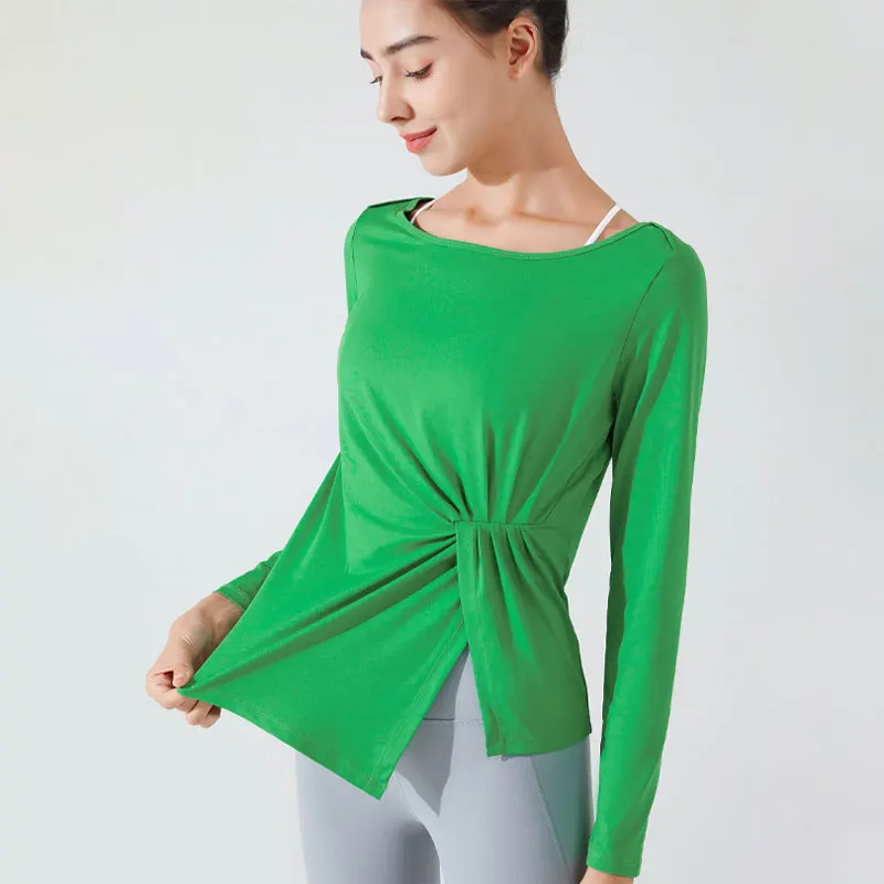 Stown Yoga Tops Women Long Sleeve Asymmetrical Sports and Casual
