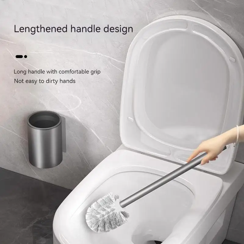 Space Aluminum Wall-Mounted Toilet Brush Holder - Easy-to-Clean Bathroom Accessory