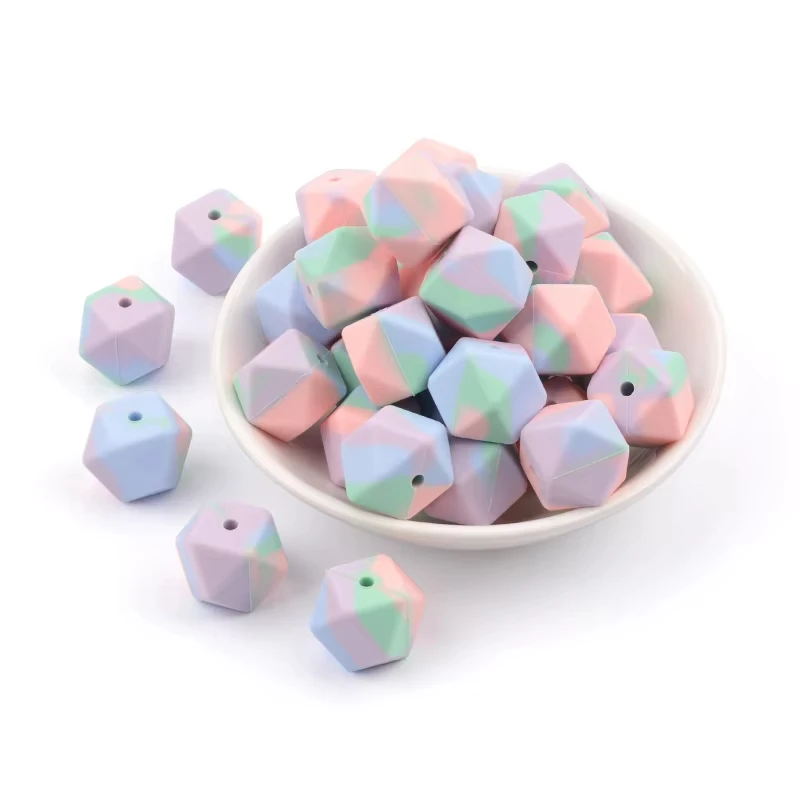 LOFCA Silikonperlen, 50 Stück, 14 mm, sechseckig, Mini-Kleinperlen, Bpa-frei, DIY-Halskette, Schlüsselanhänger, Schmuckzubehör – Detail 14