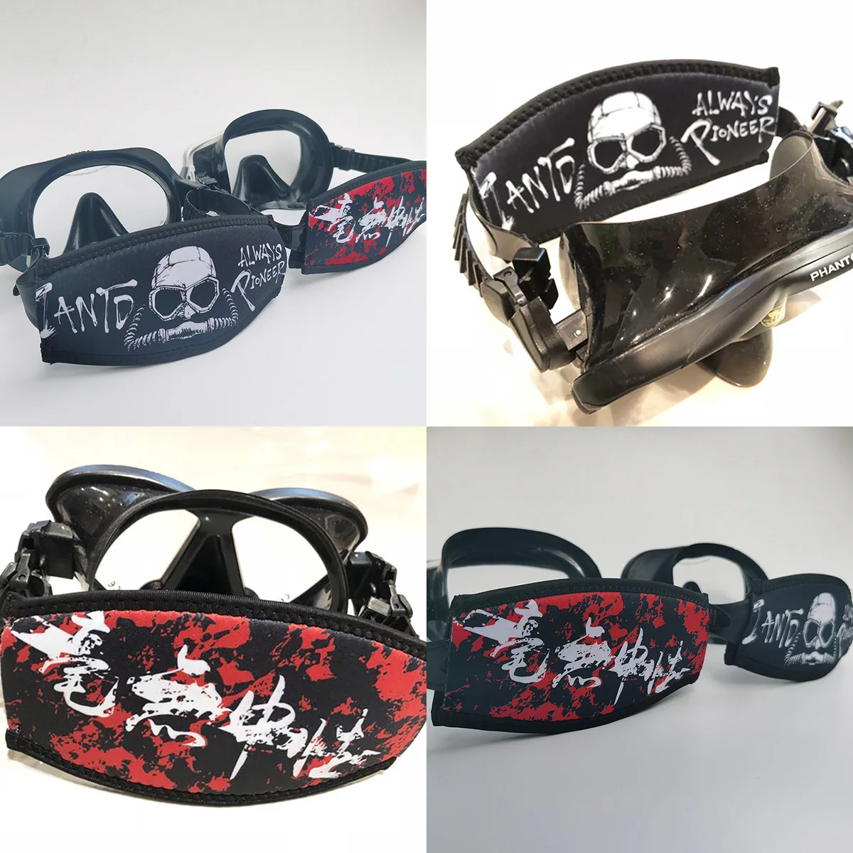 Scuba Mask Strap Cover Neoprene Diving Mask Strap Wrapper for Snorkel with Hook and Loop Fastener 2 Patterns Both Sides