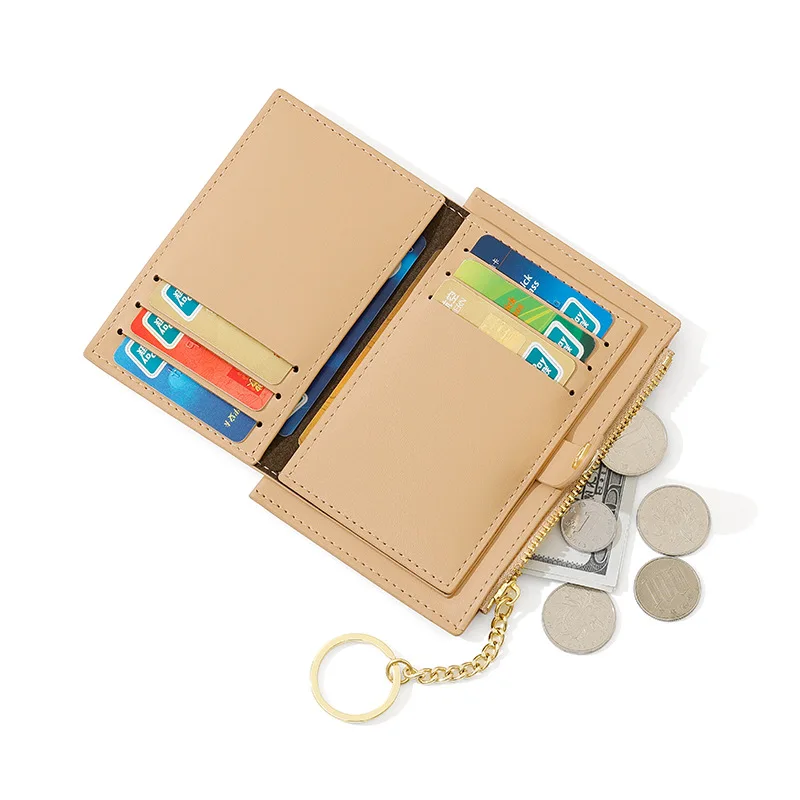 New Mini Student Female Coin Keychain Coin Purse Multi Card Slot Creative Zipper Card Holder