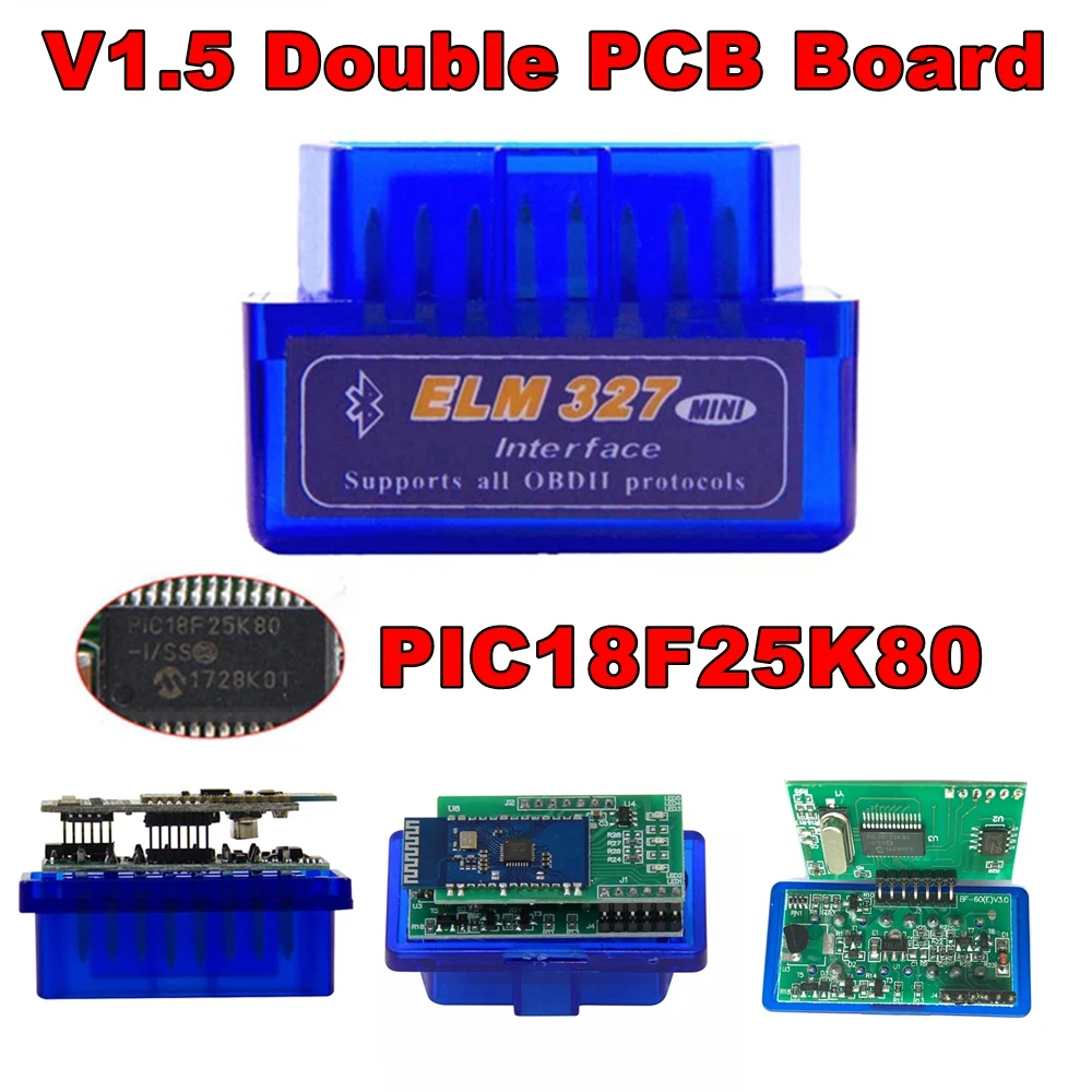 ELM327 V1.5 PIC18F25K80 Ĩ 2 ̾ PCB ߿ V1.5 ELM 327, V2.1 ĳ  OBD2 ̽ , ȵ̵ 