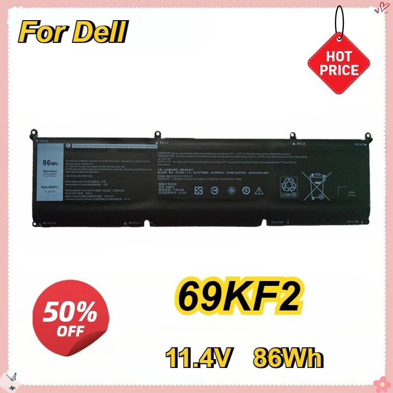 69KF2 86Wh 8FCTC 56Wh Laptop Battery for Dell Inspiron G15 5510 5511 5515 5520 XPS15 9500 P91F M15 M17 R3/R4 Replacement Battery