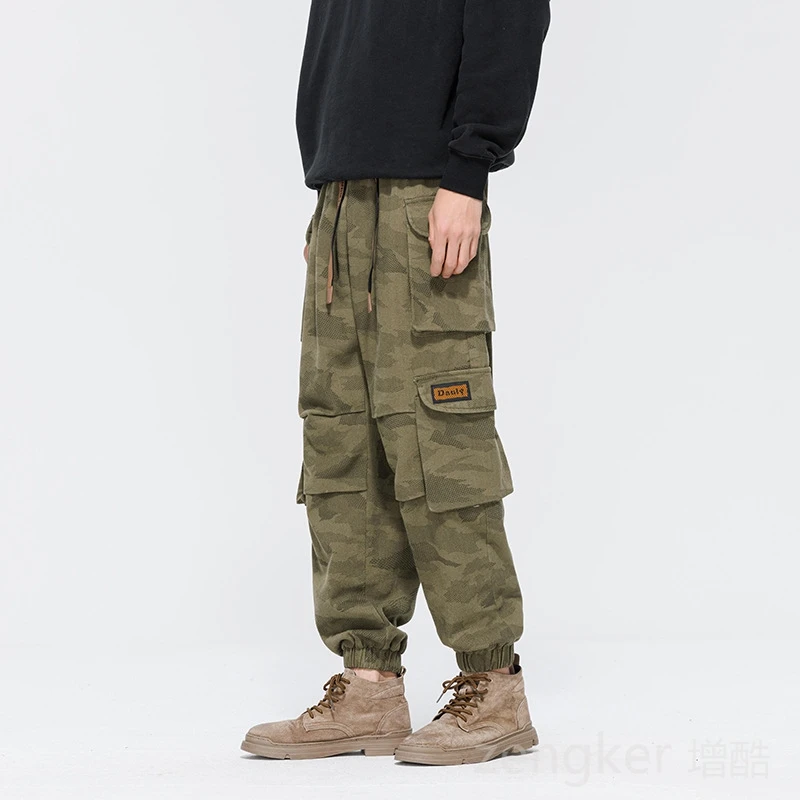 Spring Autumn Harun work trousers men's plus size trend loose drawstring pants sports camouflage trousers 7XL 8XL cargo pants 3