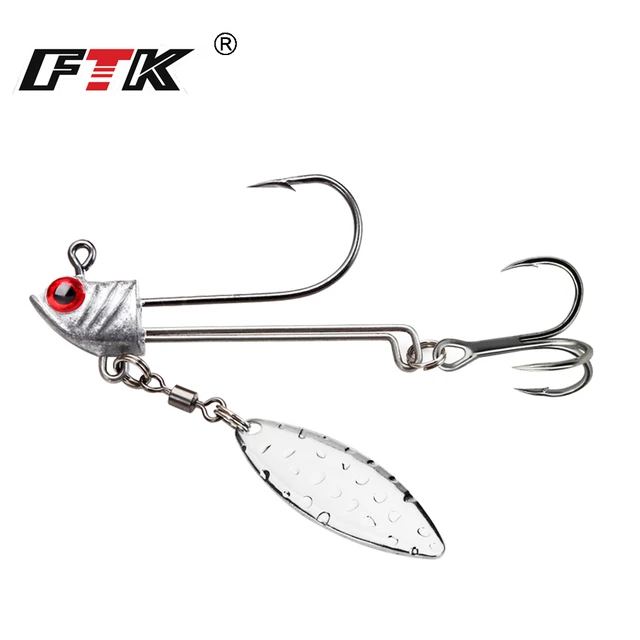 FTK Jigging Head Fishing Hooks Spinner 7.6g 9.8g 17.5g Worm Fishing Lure  Hook