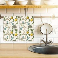 2PCs Vintage Lemon Bird Tea Towels - 16x24 Inch - Super Soft Polyester Blend Dish Cloth - Machine Washable - Woven Rectangular K 2