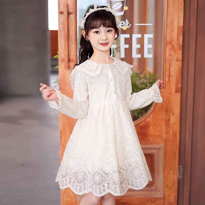 

Girls' dress autumn 2022 new foreign style children's dress children's autumn skirt Korean girls' lace princess skirt