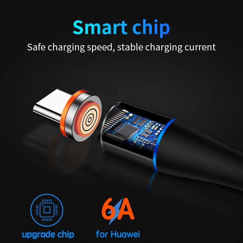 6A Round Magnetic Plug for Huawei Honor 3A USB Type C Magnet Tips Fast Charging Adapter for iPhone Samsung Xiaomi Oneplus12 Gen