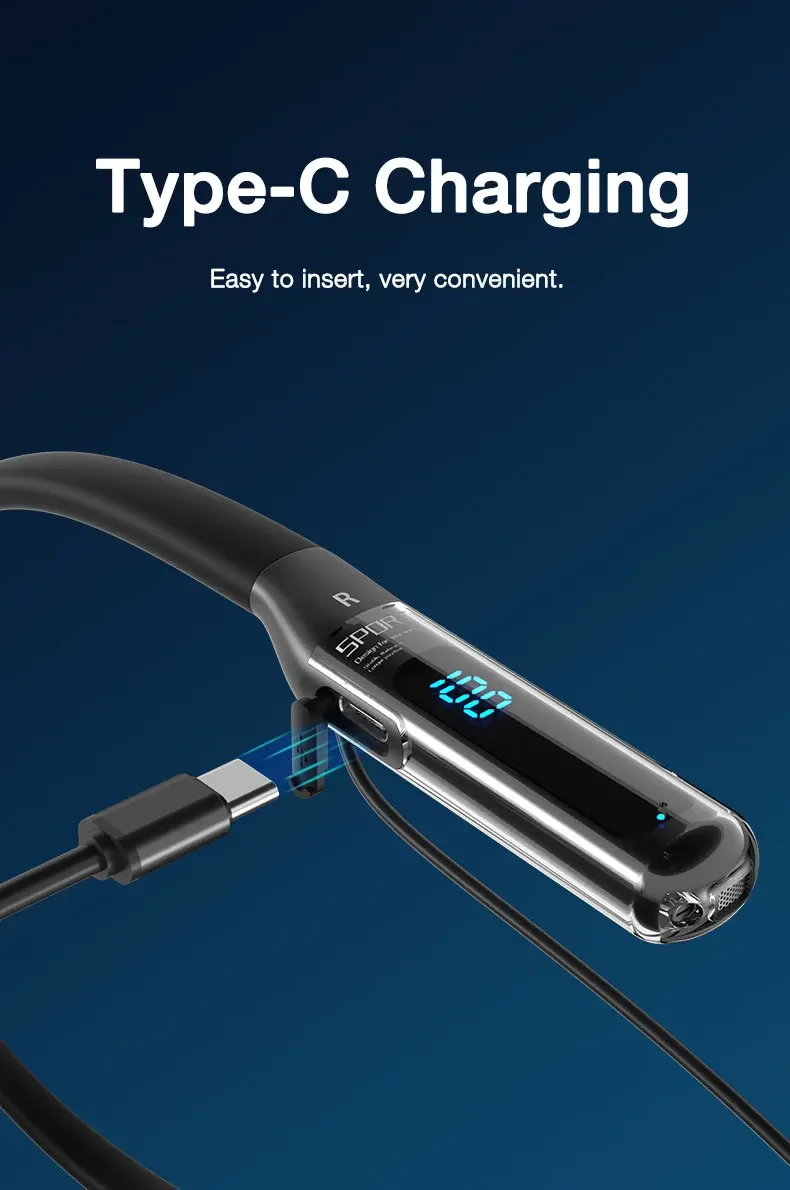 Waterproof headphones showing controls and flexible neckband design.