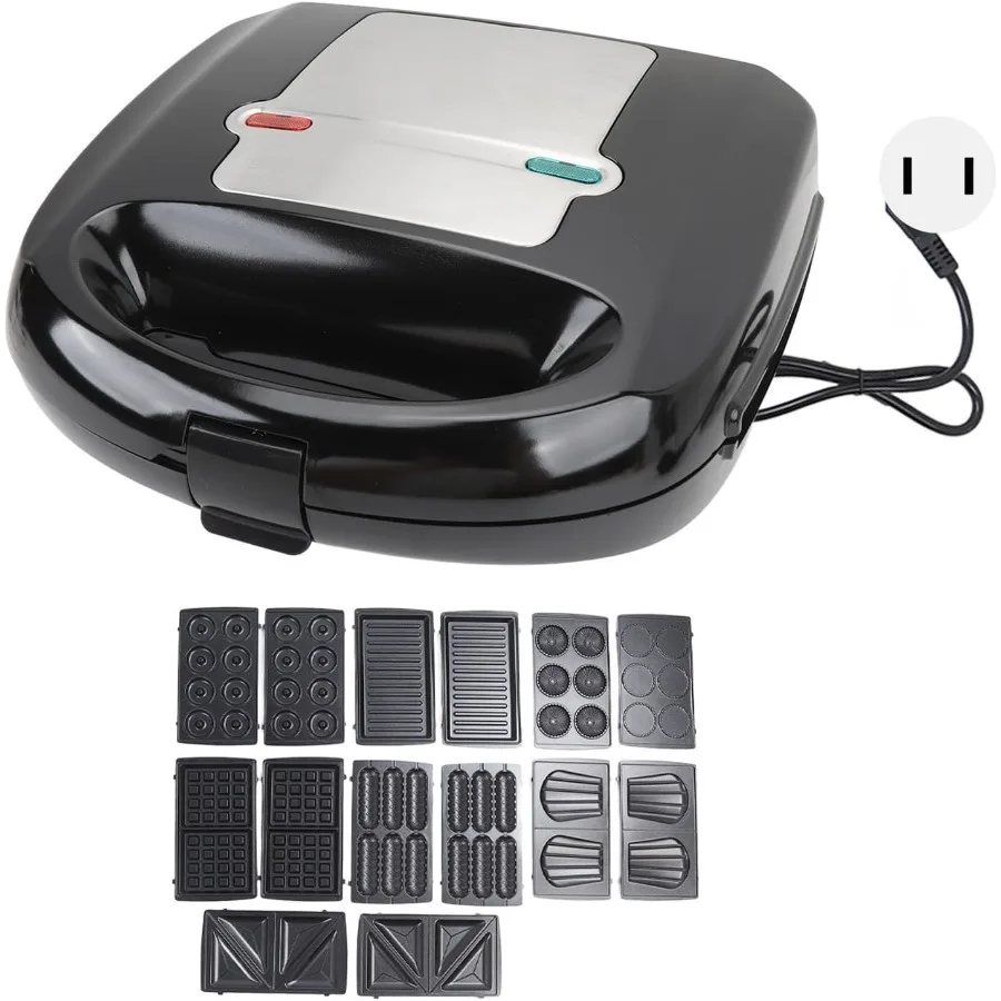 8 in 1 Sandwich Maker Panini Press with Stick Proof Design for Breakfast Featuring 14 Removable Plates Ideal for Making Sandwic