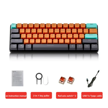 MUCAI MKA610 USB Mini Mechanical Gaming Wired Keyboard Red Switch 61 Key Gamer for Computer PC Laptop Detachable Cable 6