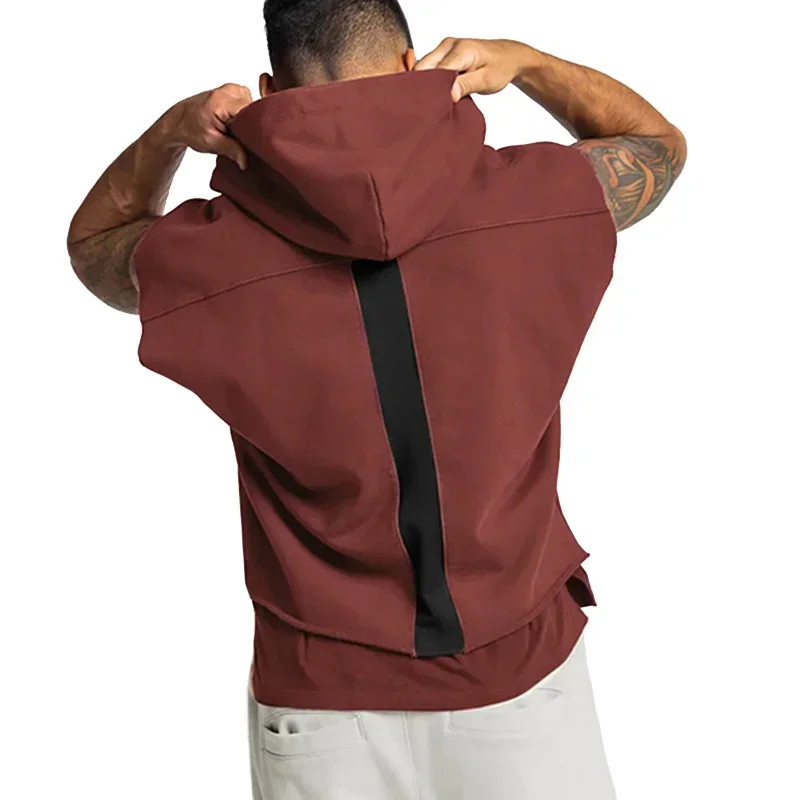 Bodybuilding Vest Men Sleeveless Hoodie Loose Casual Versatile Gym Vest