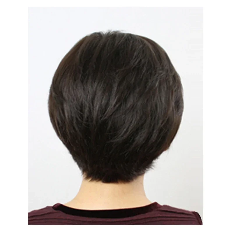 Parrucca corta e diritta in capelli umani per donne asiatiche di mezza età e anziane, parrucca naturale realistica che aumenta rapidamente il volume dei capelli - immagine 6