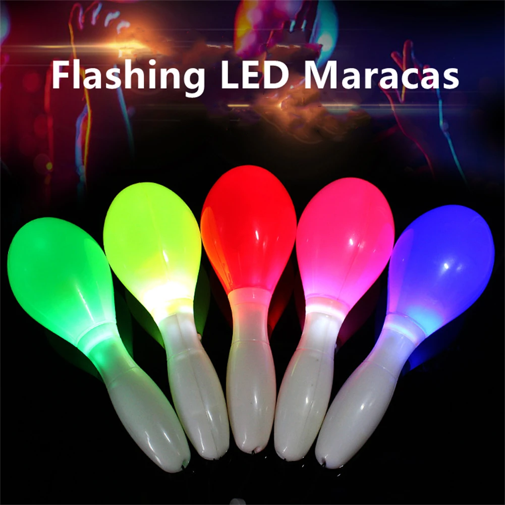 Description Picture 3 of itemMulti Color LED Maracas Flashing Plastic Light Lamp Sensory Glowing Sand Hammer Toys For Festivals Concerts Birthday Parties