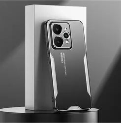 Luxury Laser Carved Metal Shockproof Slim Phone Case for Realme 15 PRO Global (Silver)