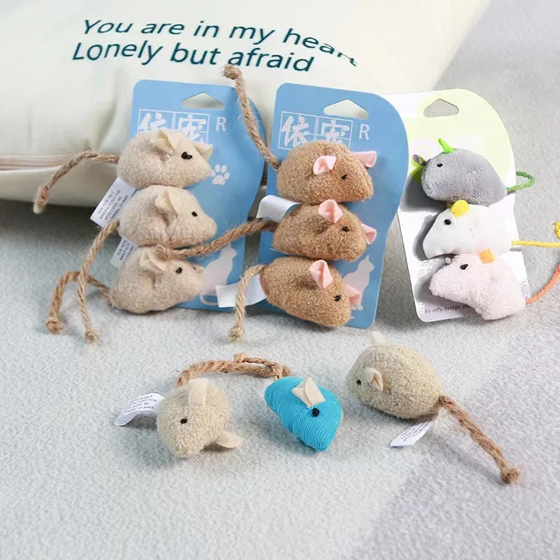 

Catnip Cat Toys Plush Mini Rat Stuffed Animal Interactive Cat Catch Play Toy 3pcs Kitten Catcher Plaything Teething Toy