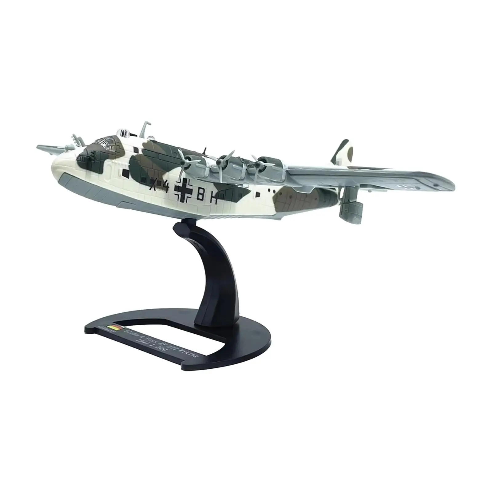 

1:200 Scale German 222 Seaplane Collections Simulation Airplane with Base for Livingroom Cafes TV Cabinet Office Shelf